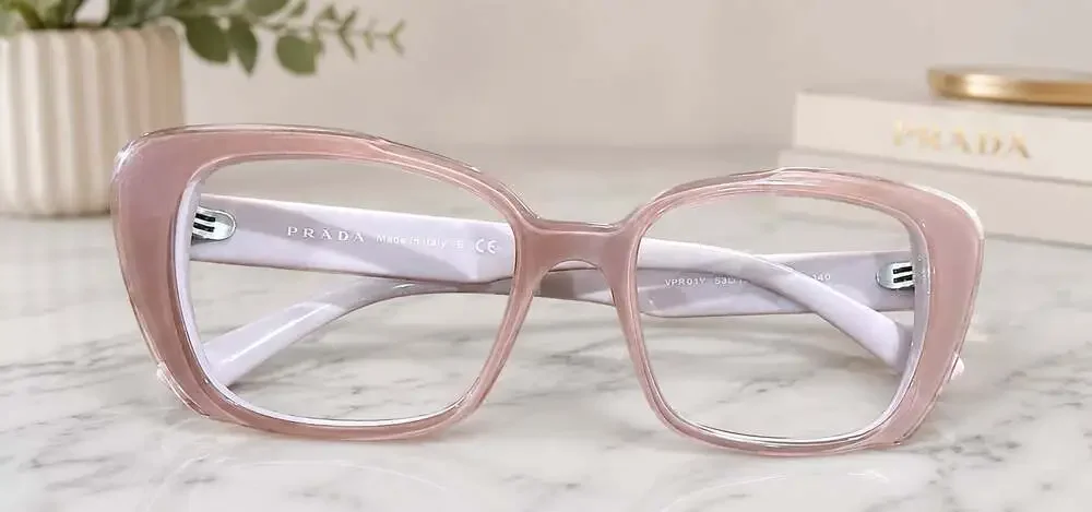 Prada VPR01Y Oversized Cateye Eyeglasses Frames Pink Lilac Italy